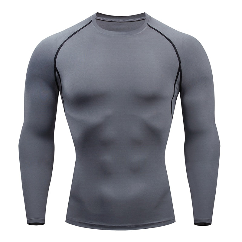 Homens de compressão correndo camiseta de fitness apertado manga comprida esporte tshirt camisas de jogging camisas ginásio sportswear rápido seco rashgard