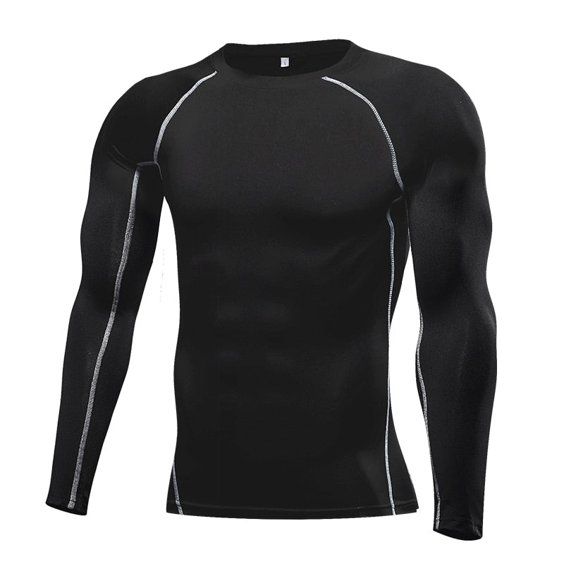 Homens de compressão correndo camiseta de fitness apertado manga comprida esporte tshirt camisas de jogging camisas ginásio sportswear rápido seco rashgard