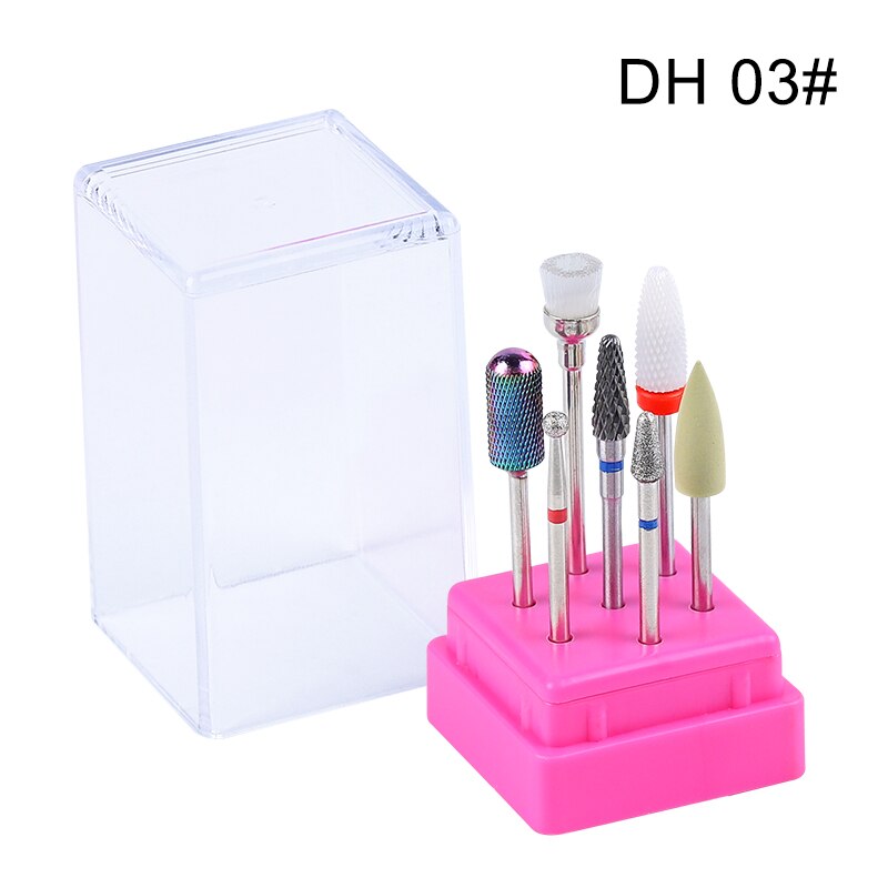 Conjunto de brocas de unhas de diamante de cerâmica 7 pçs, fresa para manicure e pedicure, gel rotativo, lima limpa, acessório elétrico para brocas de unhas