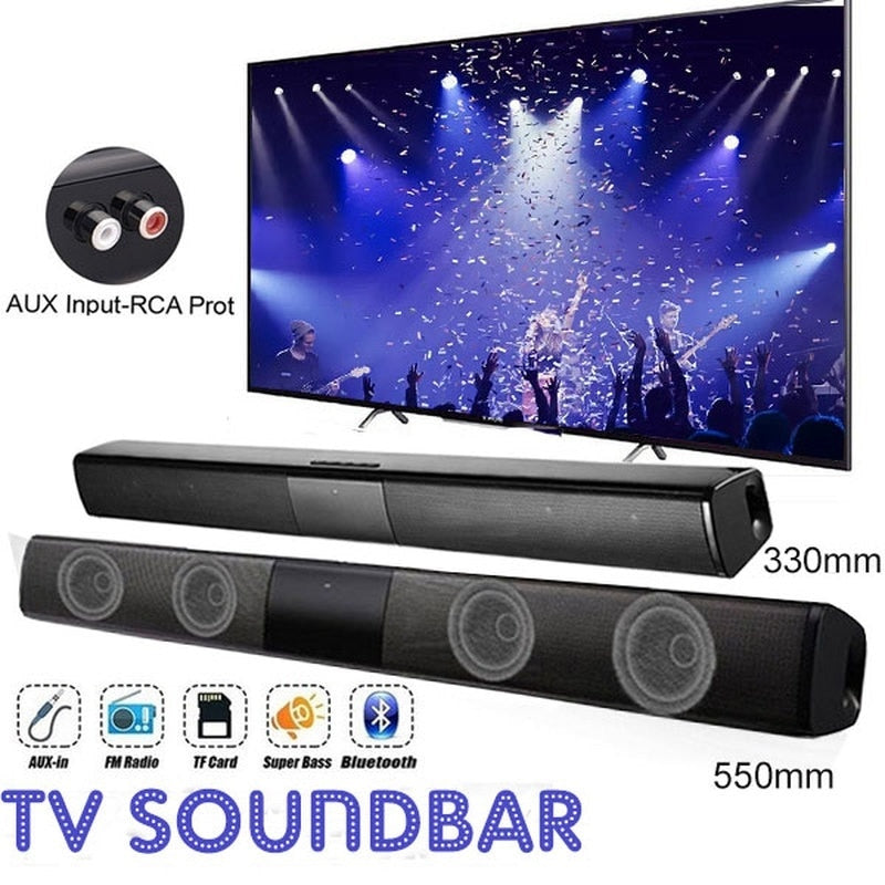 Alto-falante sem fio Bluetooth BS28B Barra de som Coluna de música para TV Computador Home Theater Sistema estéreo Barra de som com rádio FM RCA