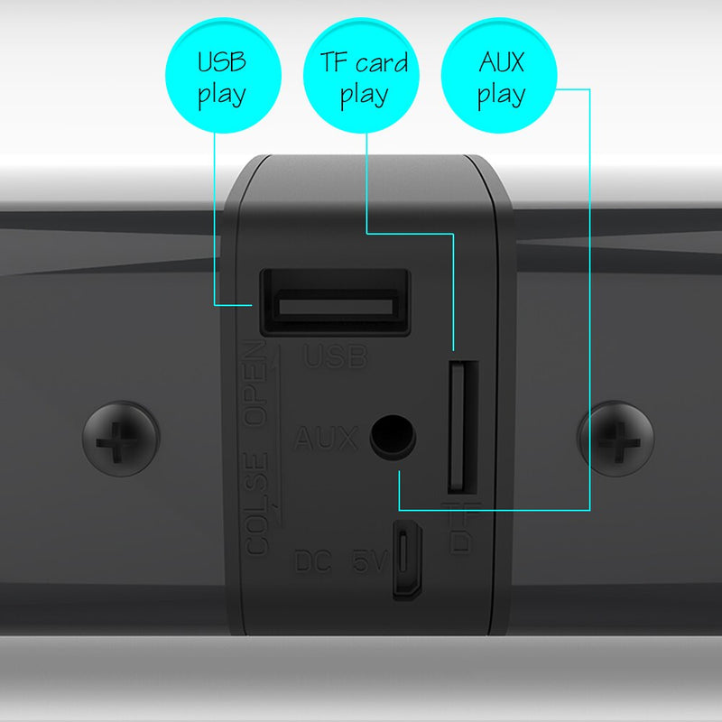 Barra de som bluetooth 4.0 com fio, caixa de som para tv, home theater, alto-falantes, fm, som estéreo