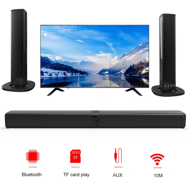 Barra de som bluetooth 4.0 com fio, caixa de som para tv, home theater, alto-falantes, fm, som estéreo