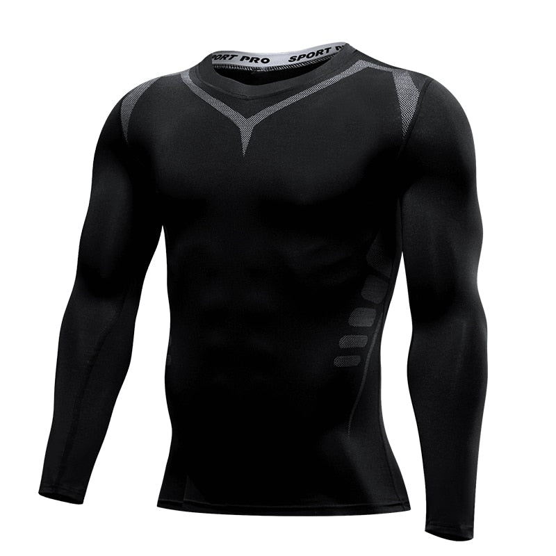 Homens de compressão correndo camiseta de fitness apertado manga comprida esporte tshirt camisas de jogging camisas ginásio sportswear rápido seco rashgard