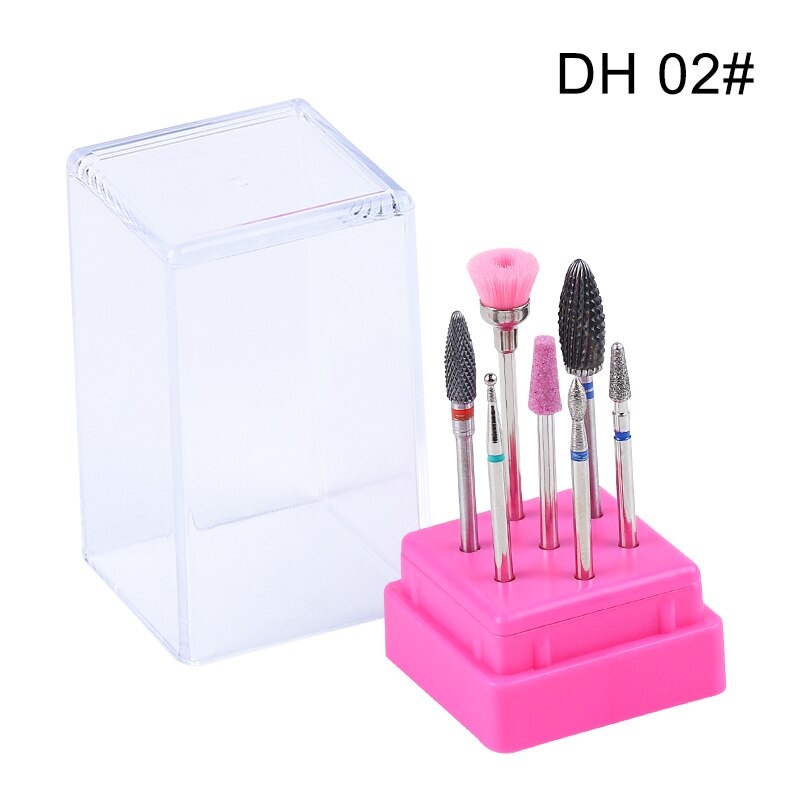 Conjunto de brocas de unhas de diamante de cerâmica 7 pçs, fresa para manicure e pedicure, gel rotativo, lima limpa, acessório elétrico para brocas de unhas