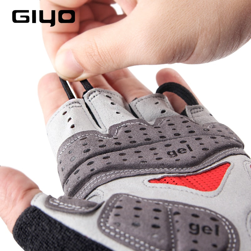 Luvas de bicicleta GIYO Meio dedo Luvas de esportes ao ar livre para homens e mulheres Almofada de gel respirável MTB Corrida de estrada Luvas de ciclismo DH