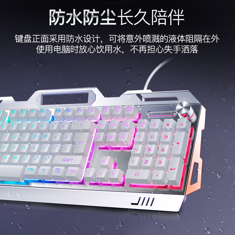 Teclado para Gamers, teclado gamer rgb e mouse para jogo com fone de ouvido backlit usb com fio keyboardfor computador portátil, teclado, 3 em1.