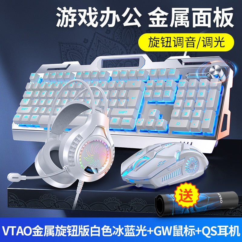 Teclado para Gamers, teclado gamer rgb e mouse para jogo com fone de ouvido backlit usb com fio keyboardfor computador portátil, teclado, 3 em1.