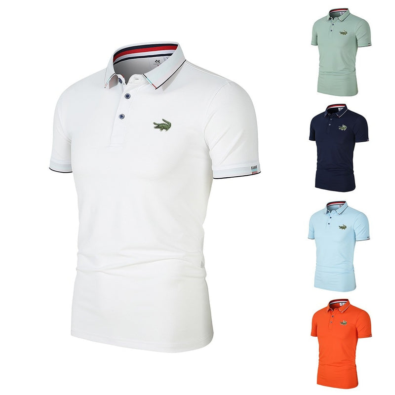 Camisa gola polo masculina venda quente camisa polo verão novo negócio lazer de alta qualidade lapela polo para o homem